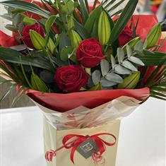Red Rose &amp; White Lily Bouquet 